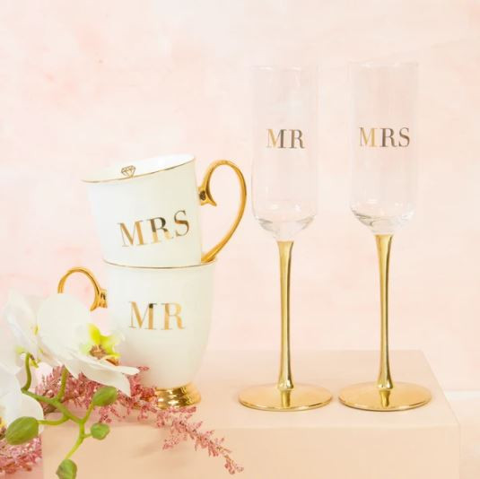 mr and mrs champagne glasses