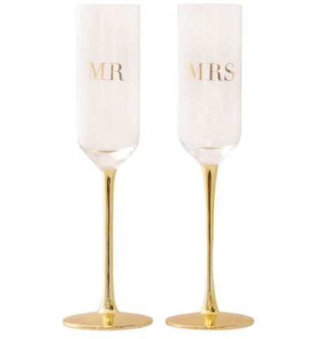 Mr and Mrs Champagne Glasses