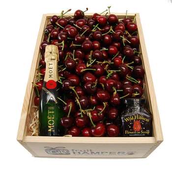 Cherry Hampers + Moet Chandon Piccolo 200ml + Hibiscus Flowers in Syrup