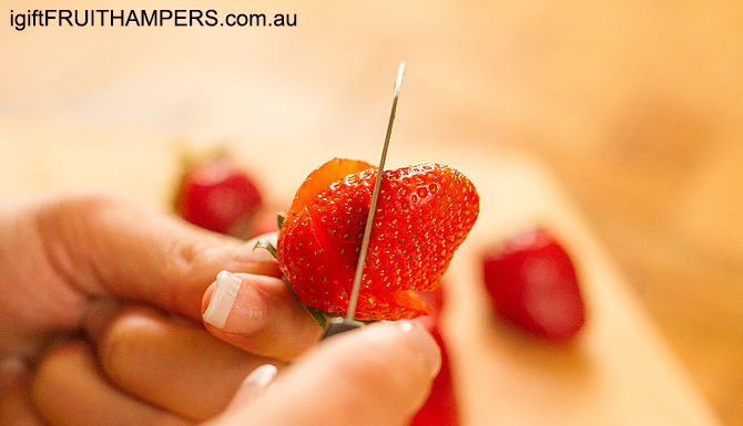 Making beautiful strawberry roses